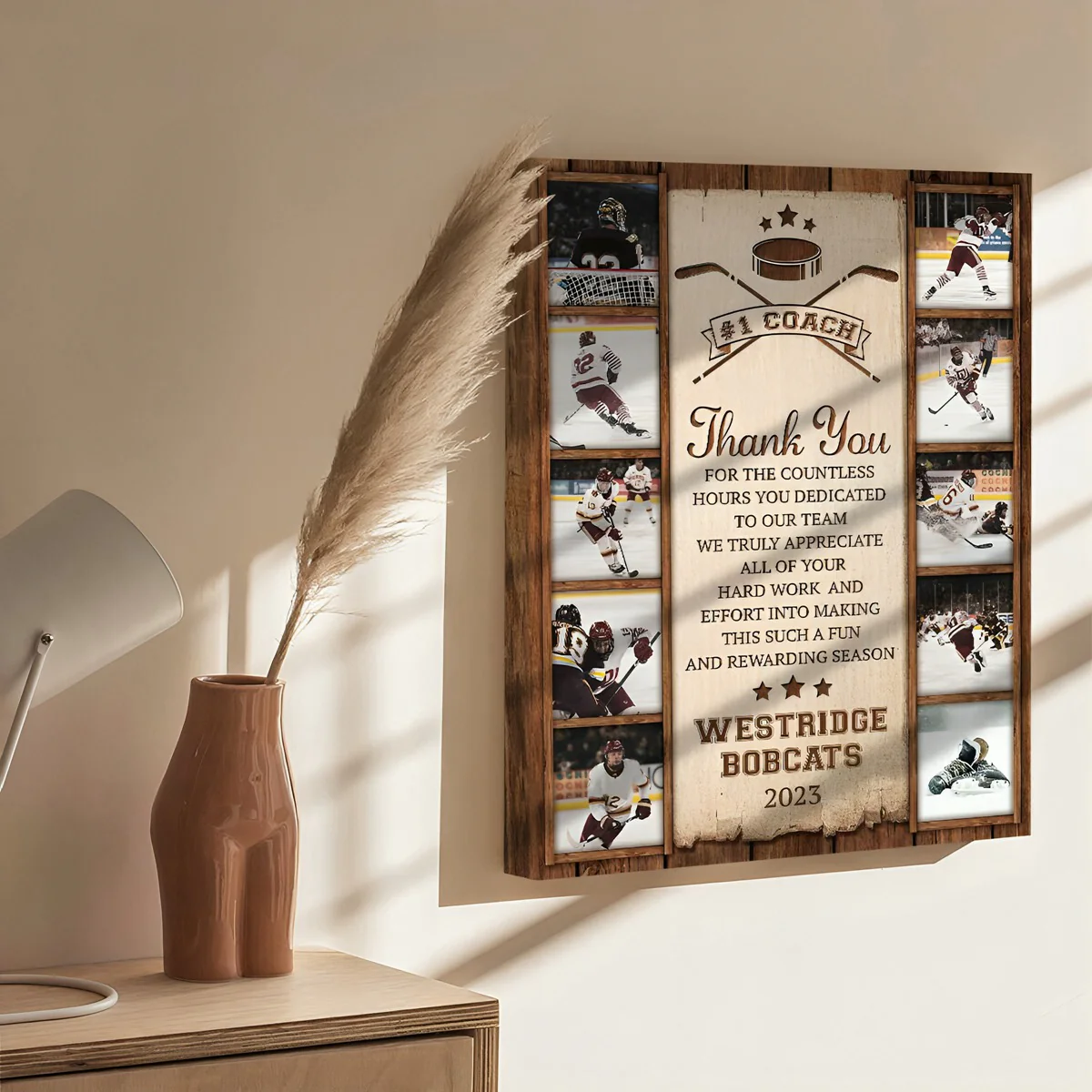 Hockey Photo Collage Personalized Canvas/Poster, High School Hockey Coach Thank You Gift - Image 3