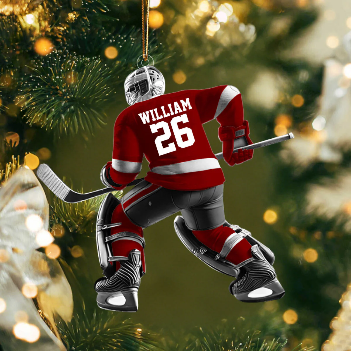 Hockey Player Christmas Ornament, Personalized Ornament - Image 2