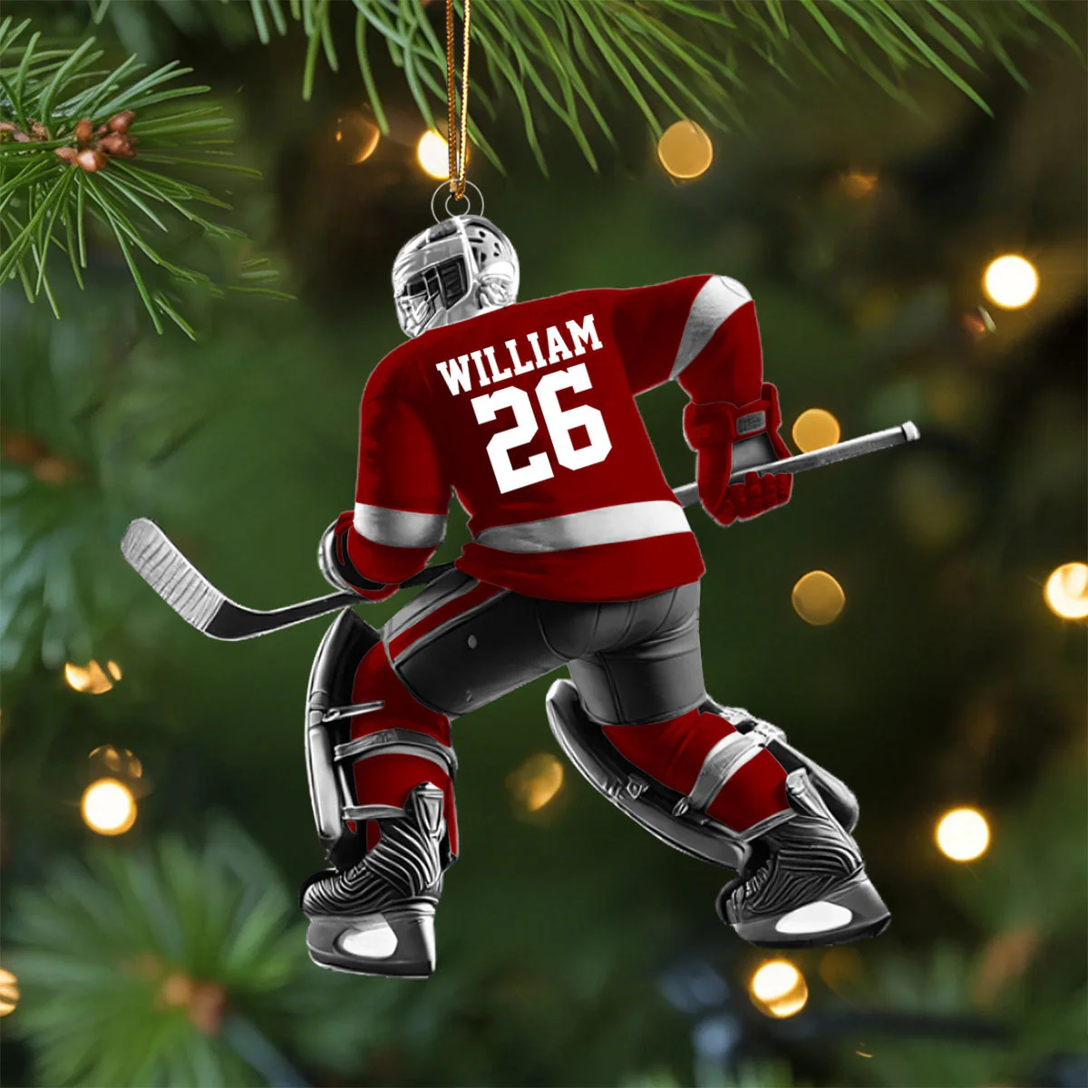 Hockey Player Christmas Ornament, Personalized Ornament - Image 4