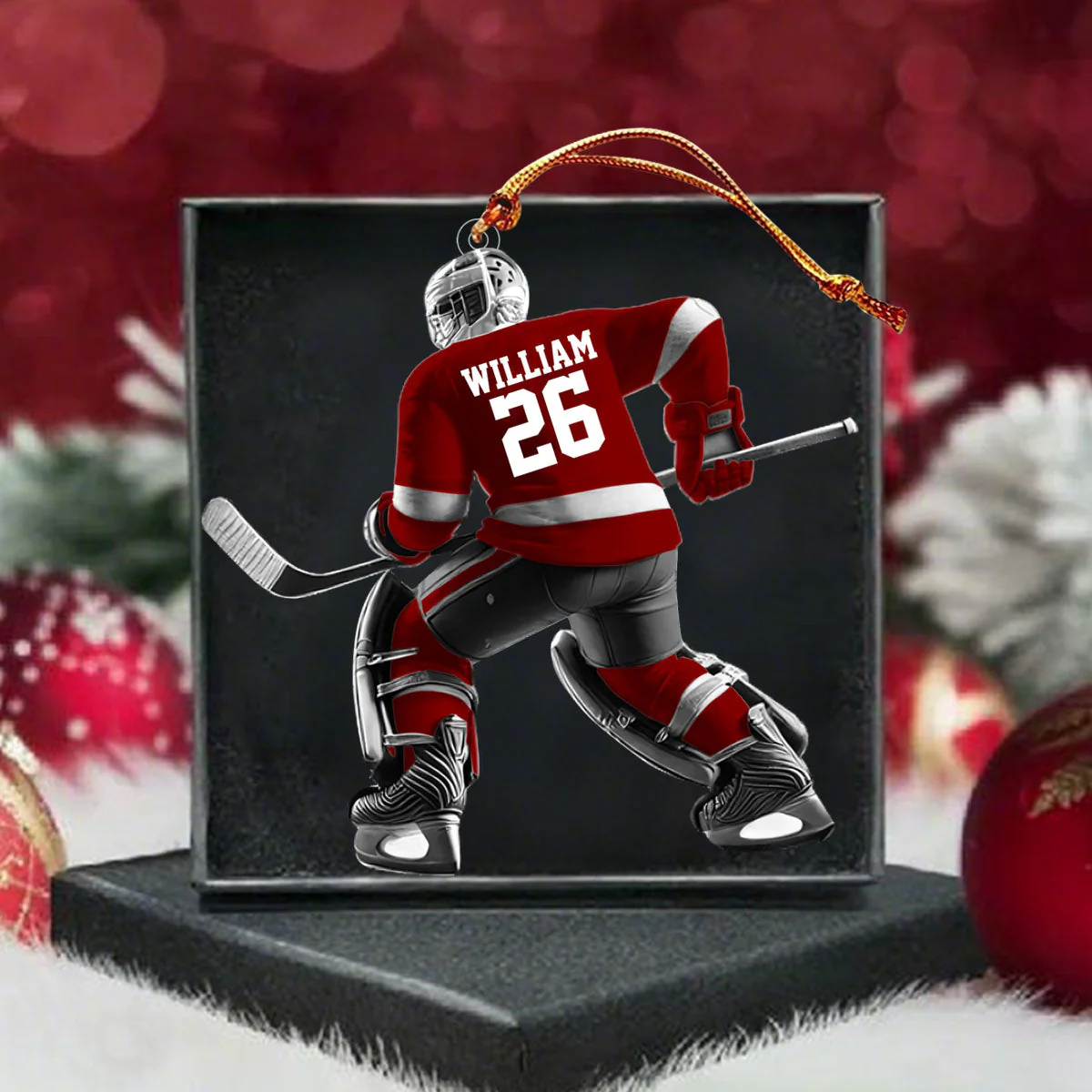Hockey Player Christmas Ornament, Personalized Ornament - Image 5