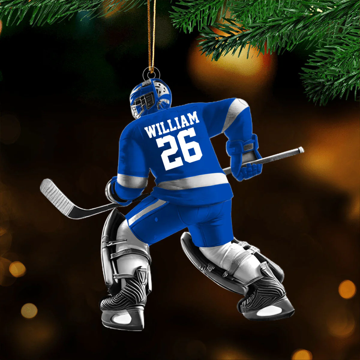 Hockey Player Christmas Ornament, Personalized Ornament - Image 6
