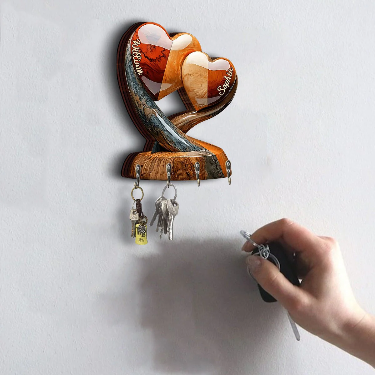 Home Sweet Home - Personalized Couple Custom Shaped Key Rack With Custom Names - Image 5