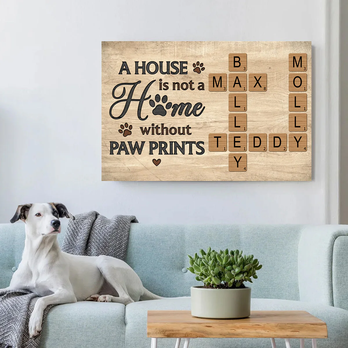 Home With Paw Prints Personalized Crossword Puzzle Art Canvas Gift For Dog Lover - Image 9