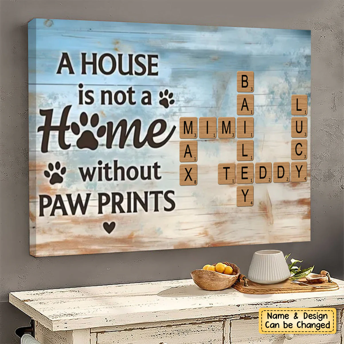 Home With Paw Prints Pet Crossword Puzzle Art Personalized Poster - Image 2
