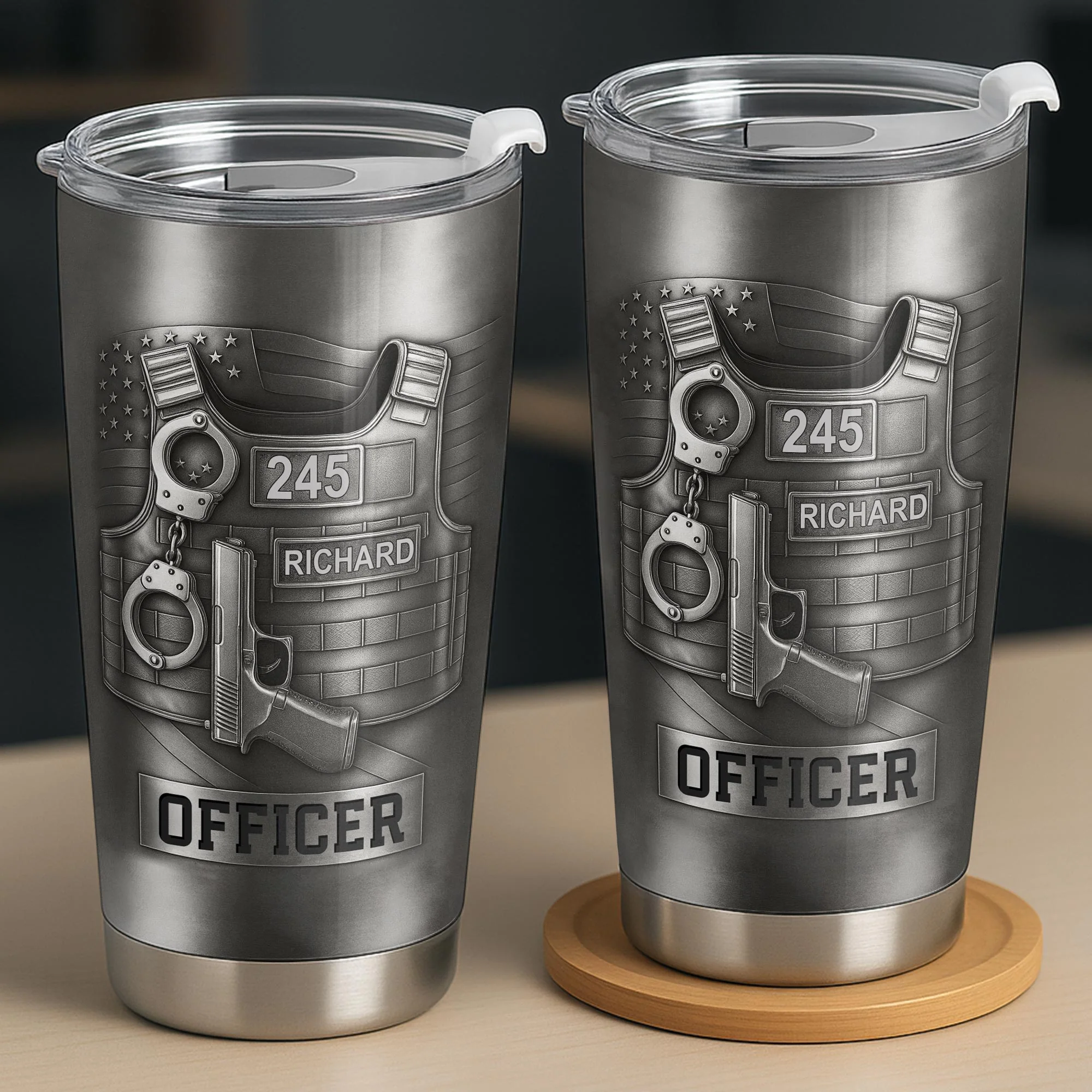 Honor Your Dedication, Police Badge Handcuffs Gun, Personalized Tumbler, Gift For Law Enforcement Officers - Image 7
