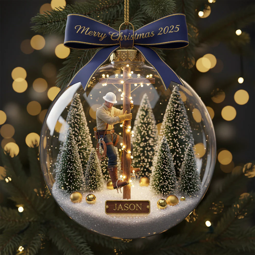 Honoring the Lineman Christmas Ornament Personalized Gifts For Lineman