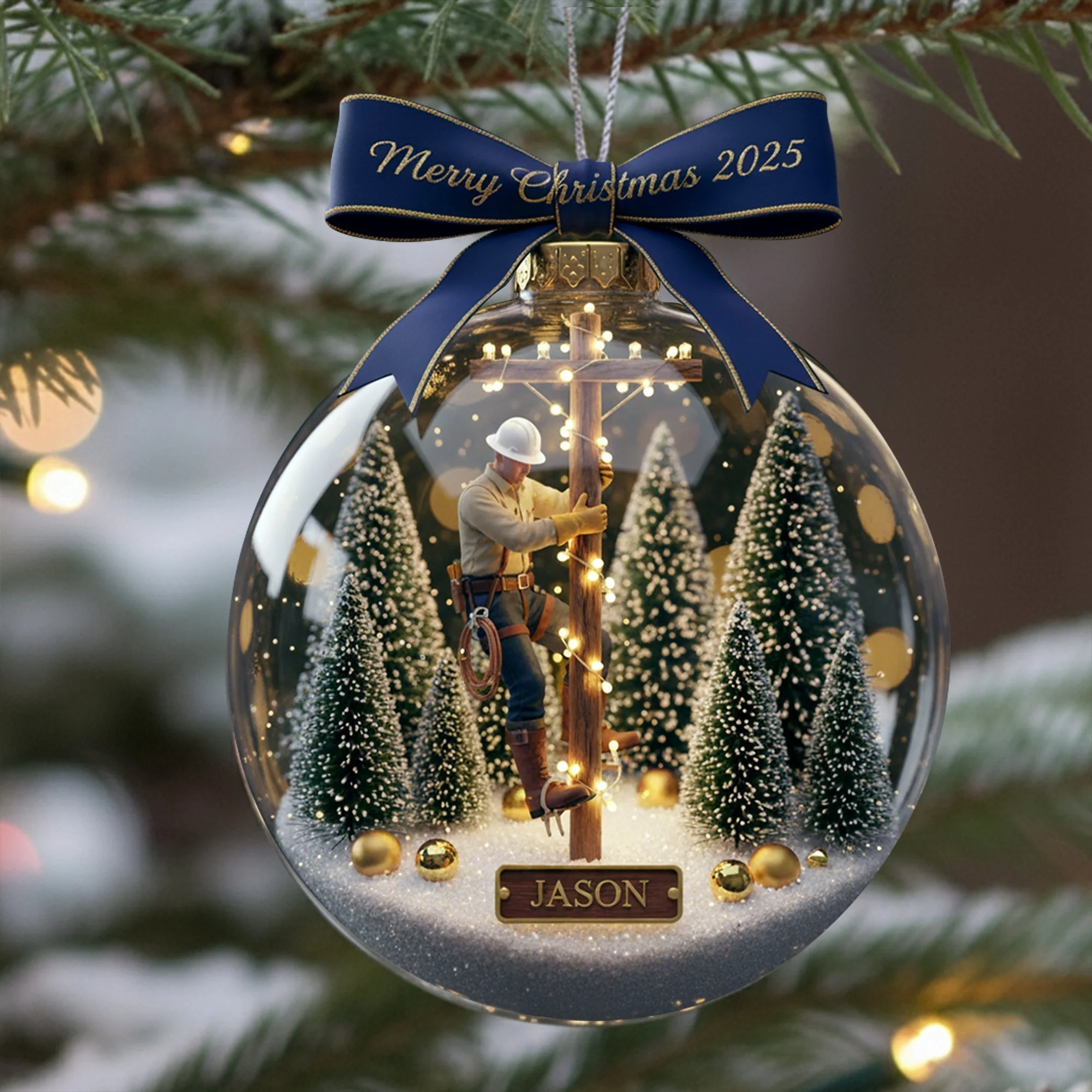 Honoring the Lineman Christmas Ornament Personalized Gifts For Lineman - Image 3