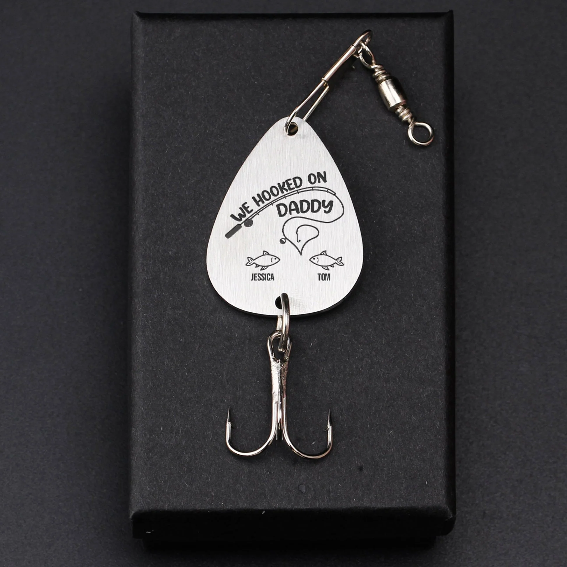 Hooked On Daddy/ Dad/ Papa - Family Personalized Custom Engraved Fishing Lure