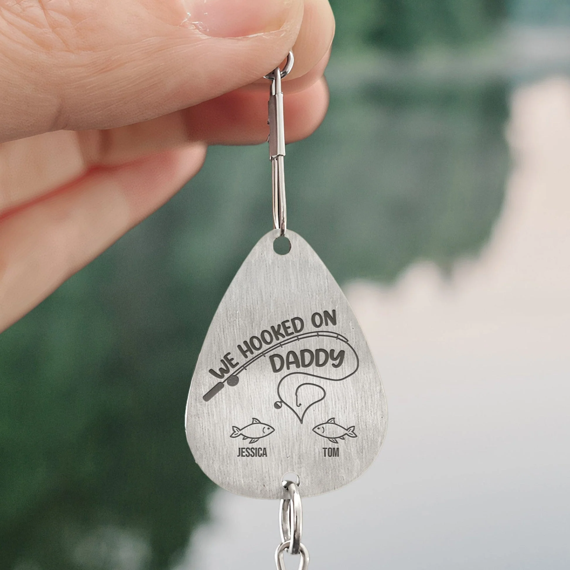 Hooked On Daddy/ Dad/ Papa - Family Personalized Custom Engraved Fishing Lure - Image 3