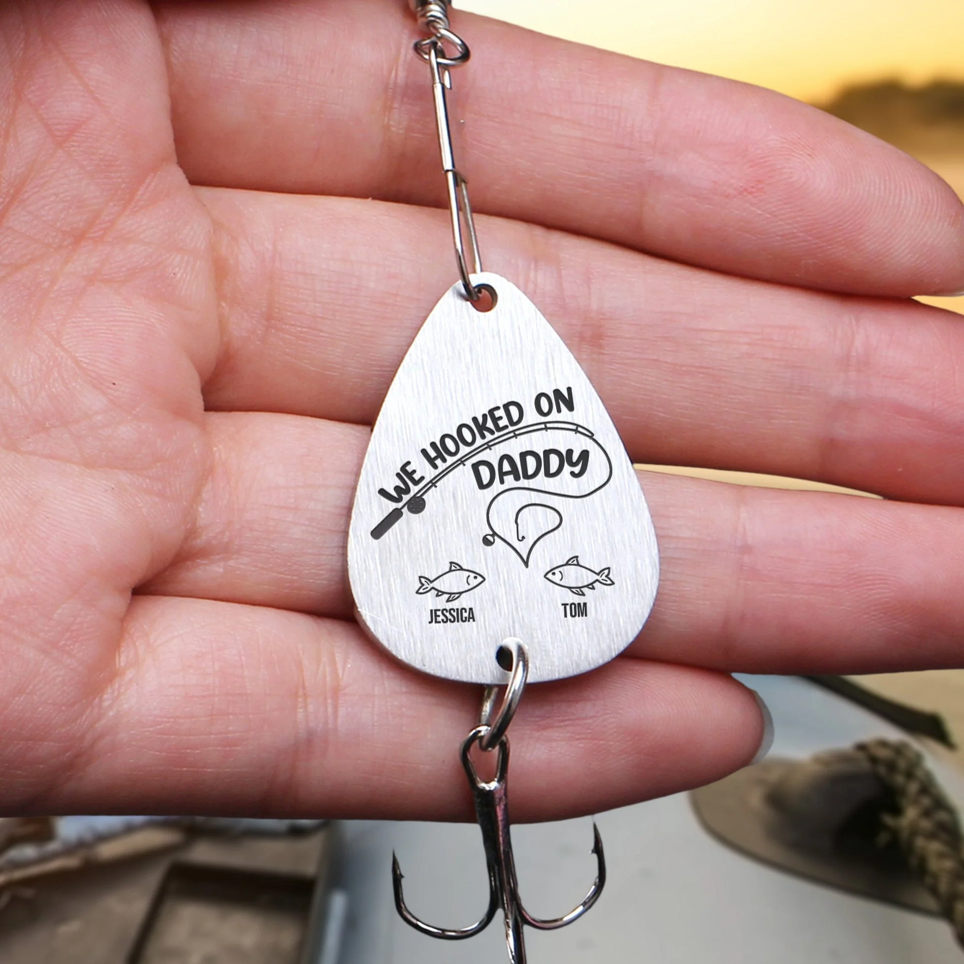 Hooked On Daddy/ Dad/ Papa - Family Personalized Custom Engraved Fishing Lure - Image 4