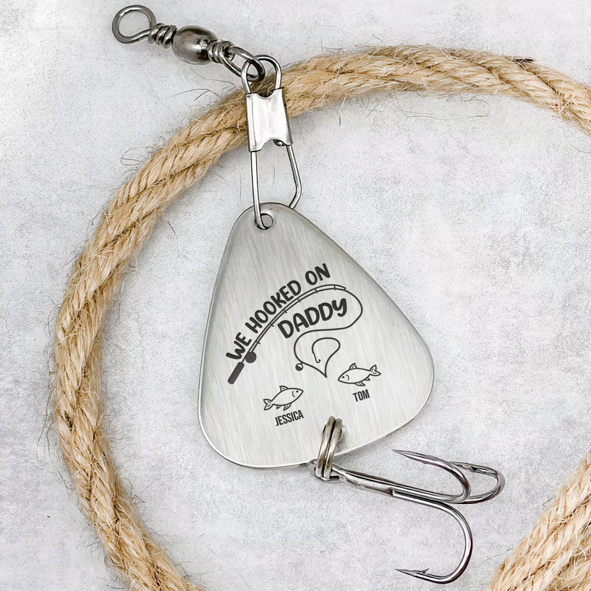 Hooked On Daddy/ Dad/ Papa - Family Personalized Custom Engraved Fishing Lure - Image 5