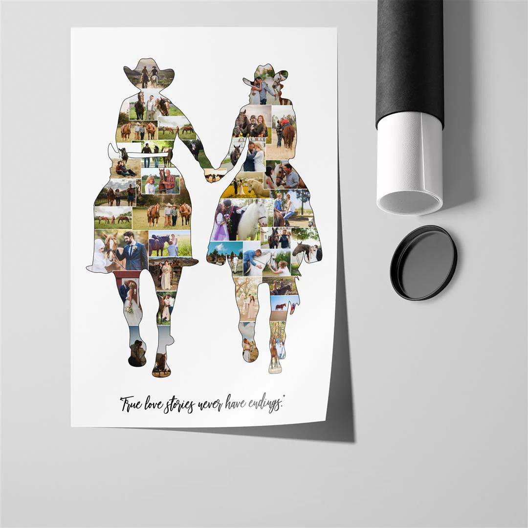 Horse Couple Themed Personalized Custom Photo Collage Poster Cowboys Cowgirls Gifts - Image 4