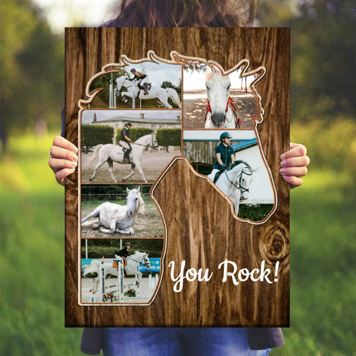 Horse Head Silhouette Photo Collage Canvas, Personalized Gift For Horse Riders - Image 3