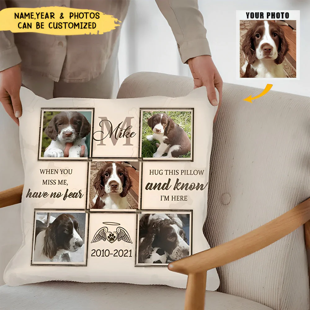Hug This Pillow And Know I'm Here - Personalized Dog Memorial Pillow - Image 2