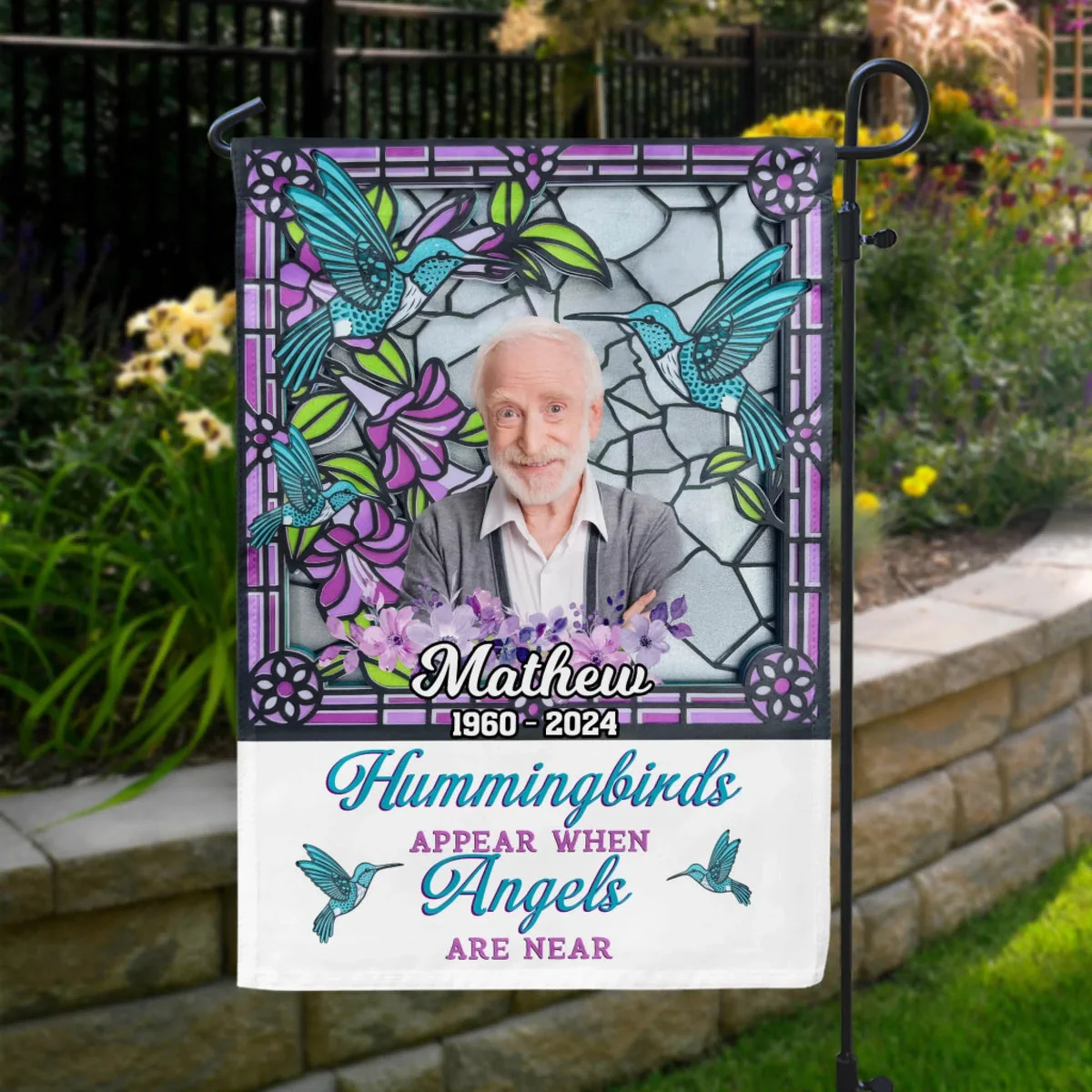 Hummingbirds Appear When Angels Are Near - Personalized Garden Flag, Memorial Gift - Image 3