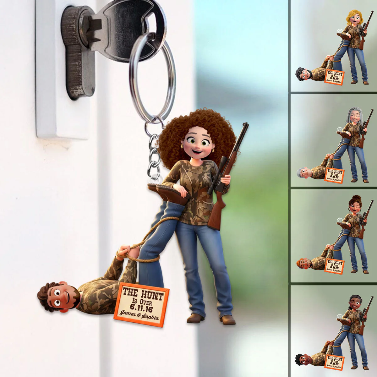 Hunting Couple Keychain - Personalized Gifts For Couple Keychain