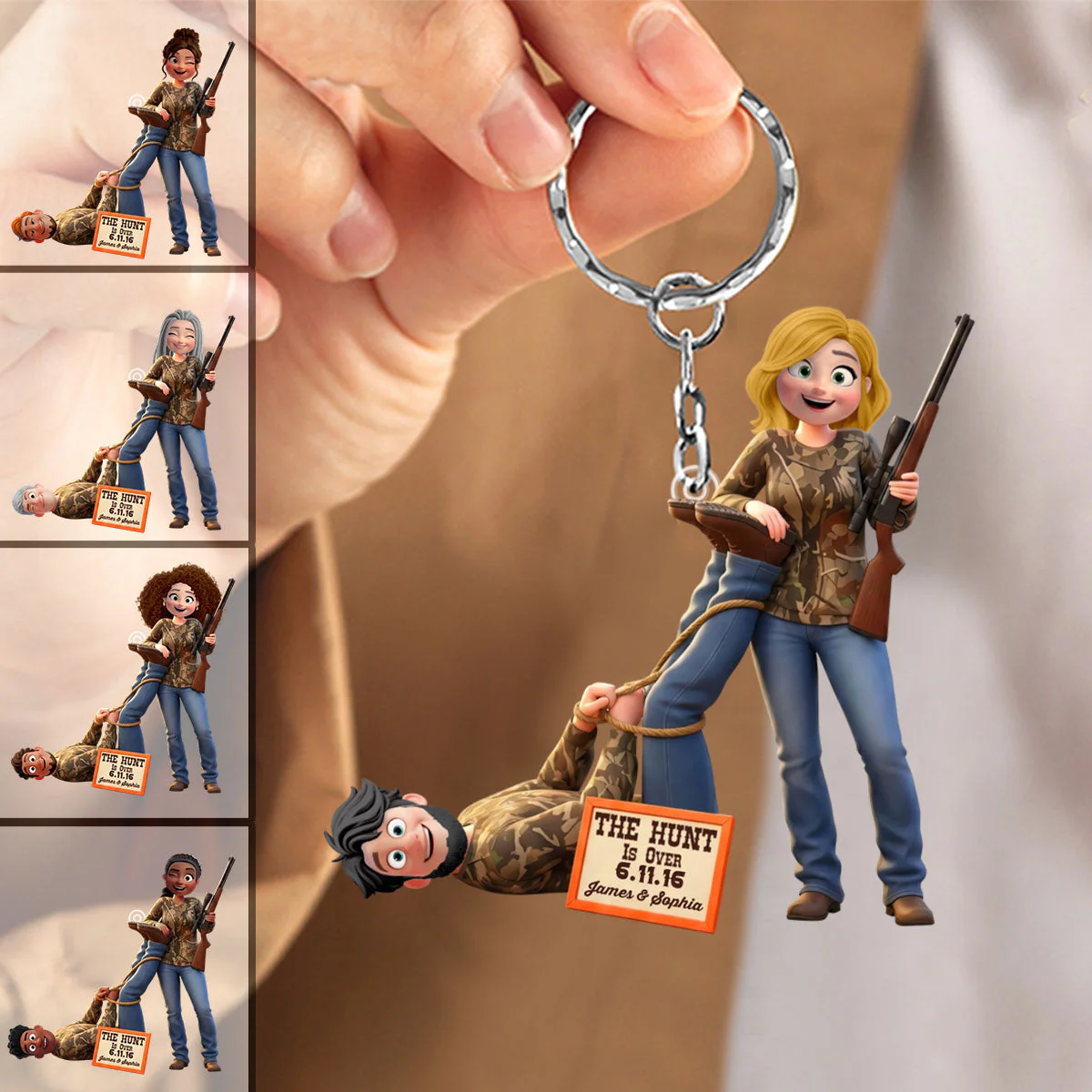 Hunting Couple Keychain - Personalized Gifts For Couple Keychain - Image 2