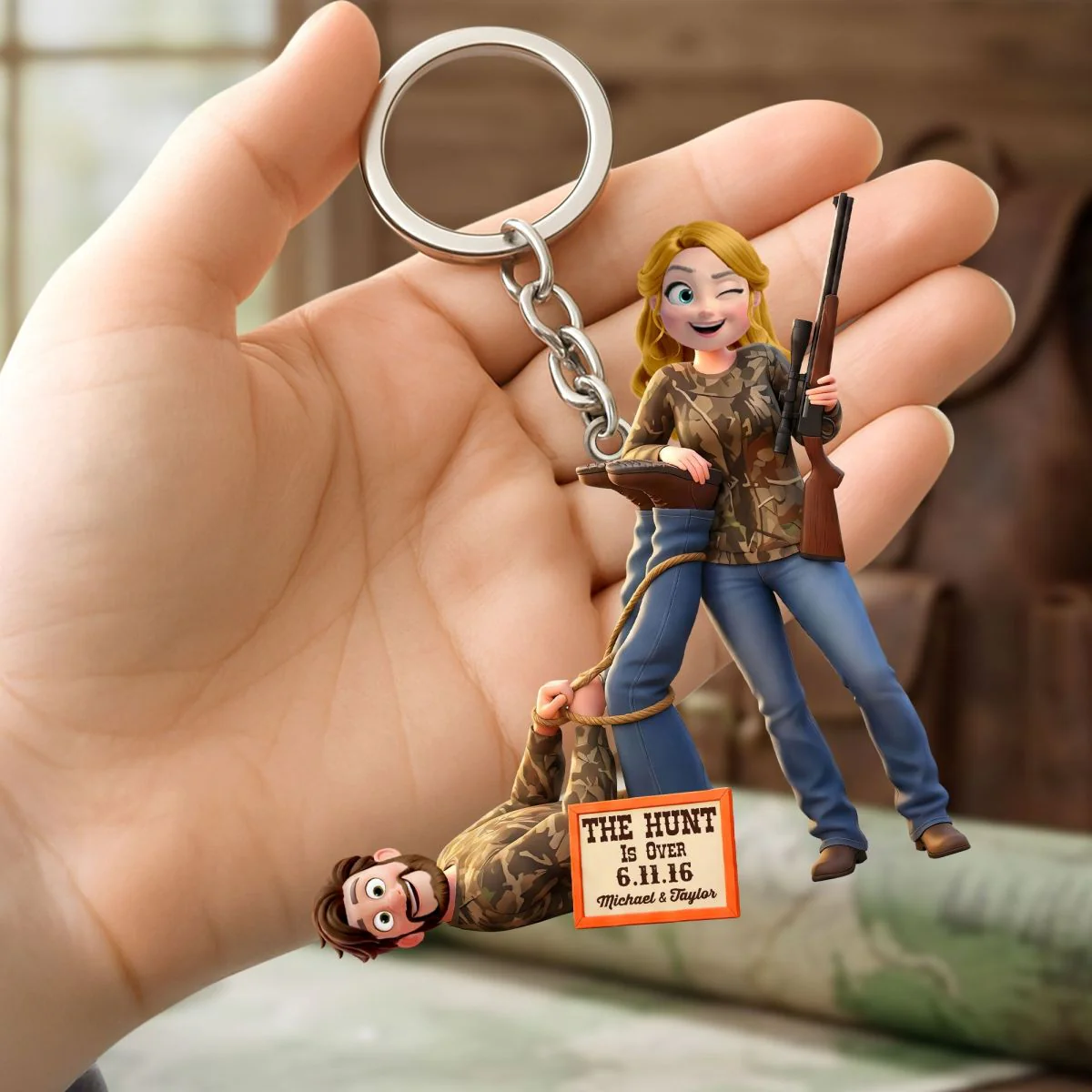 Hunting Couple Keychain - Personalized Gifts For Couple Keychain - Image 3