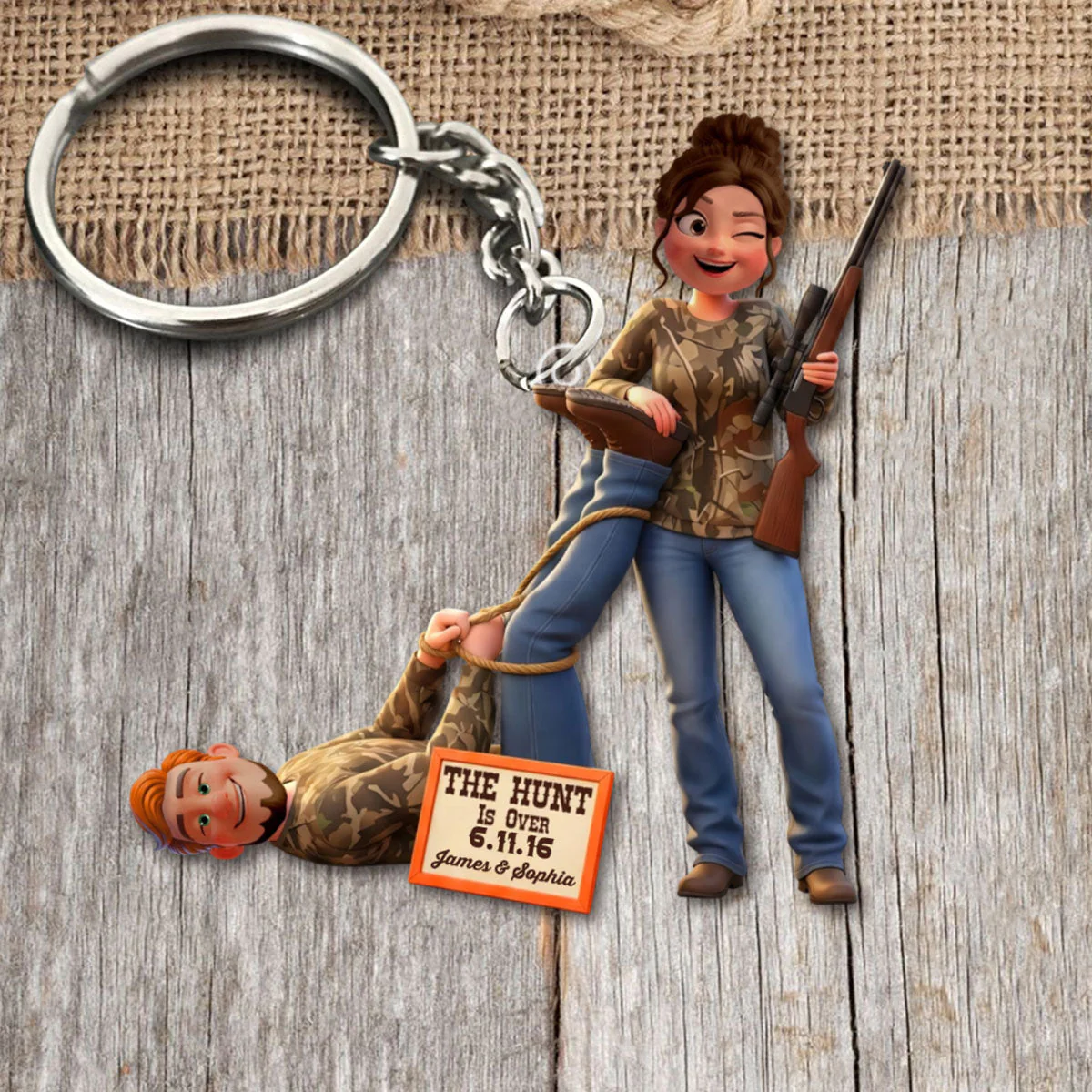 Hunting Couple Keychain - Personalized Gifts For Couple Keychain - Image 4