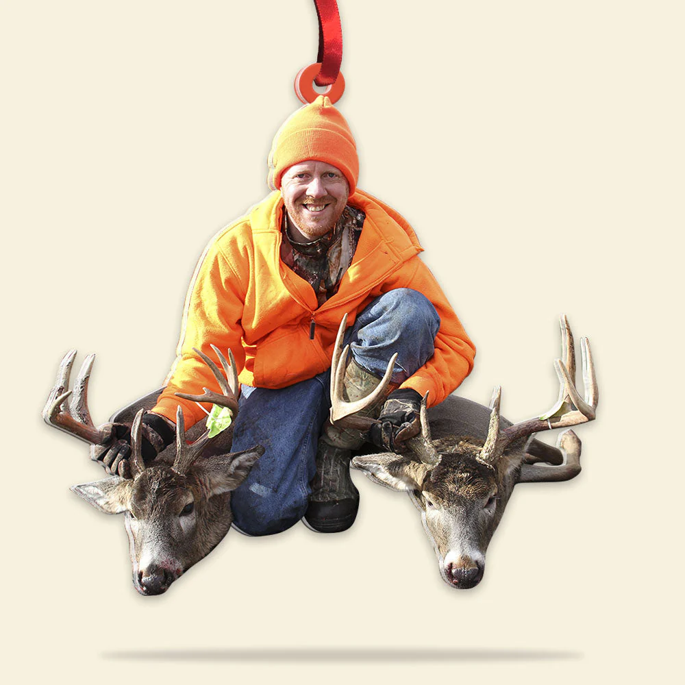 Hunting Trip Deerhunting Custom Photo Personalized Christmas Acrylic Ornament - Image 2
