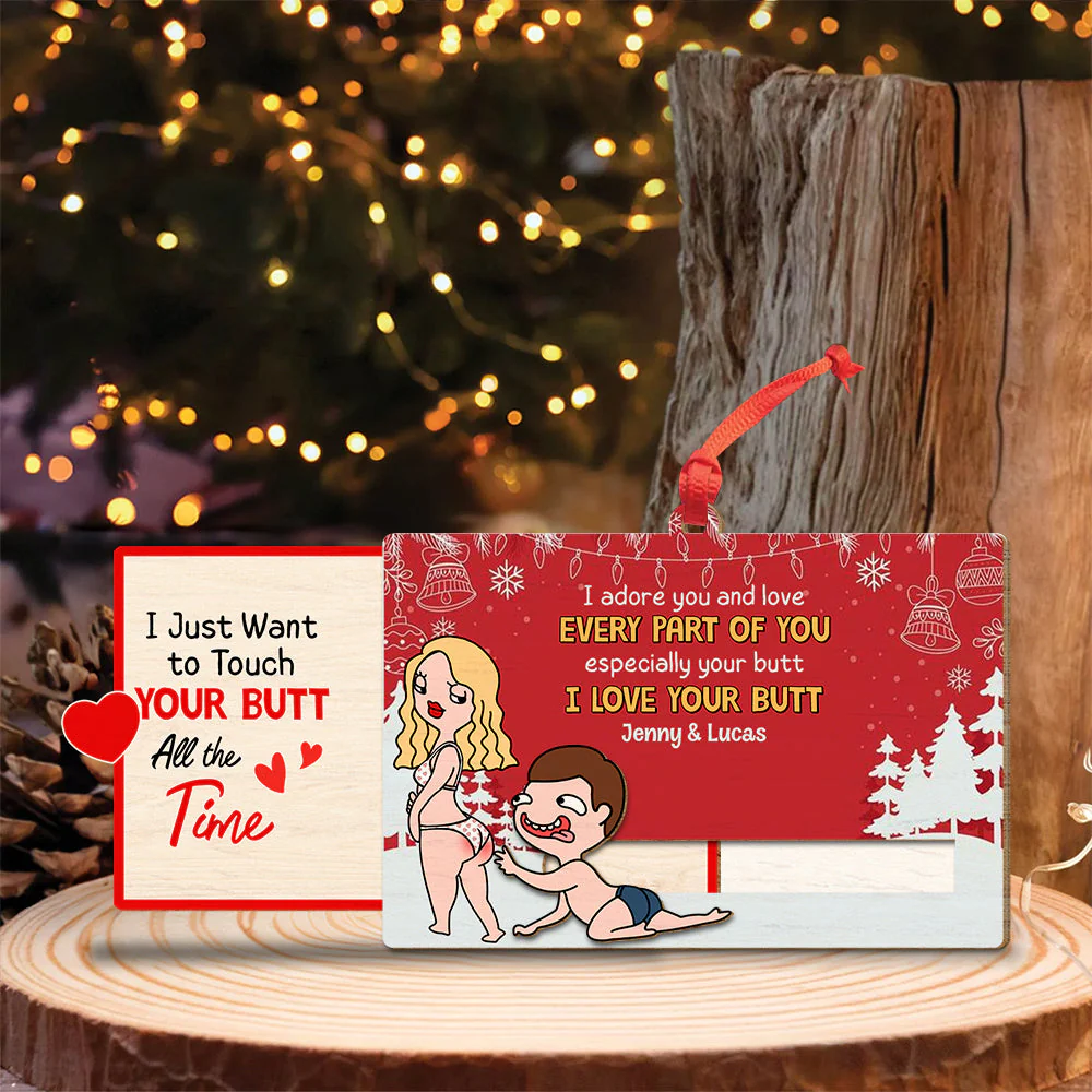 I Adore You And Love Every Part Of You - Couple Personalized Wooden Slider Ornament, Christmas Gift For Partner - Image 3