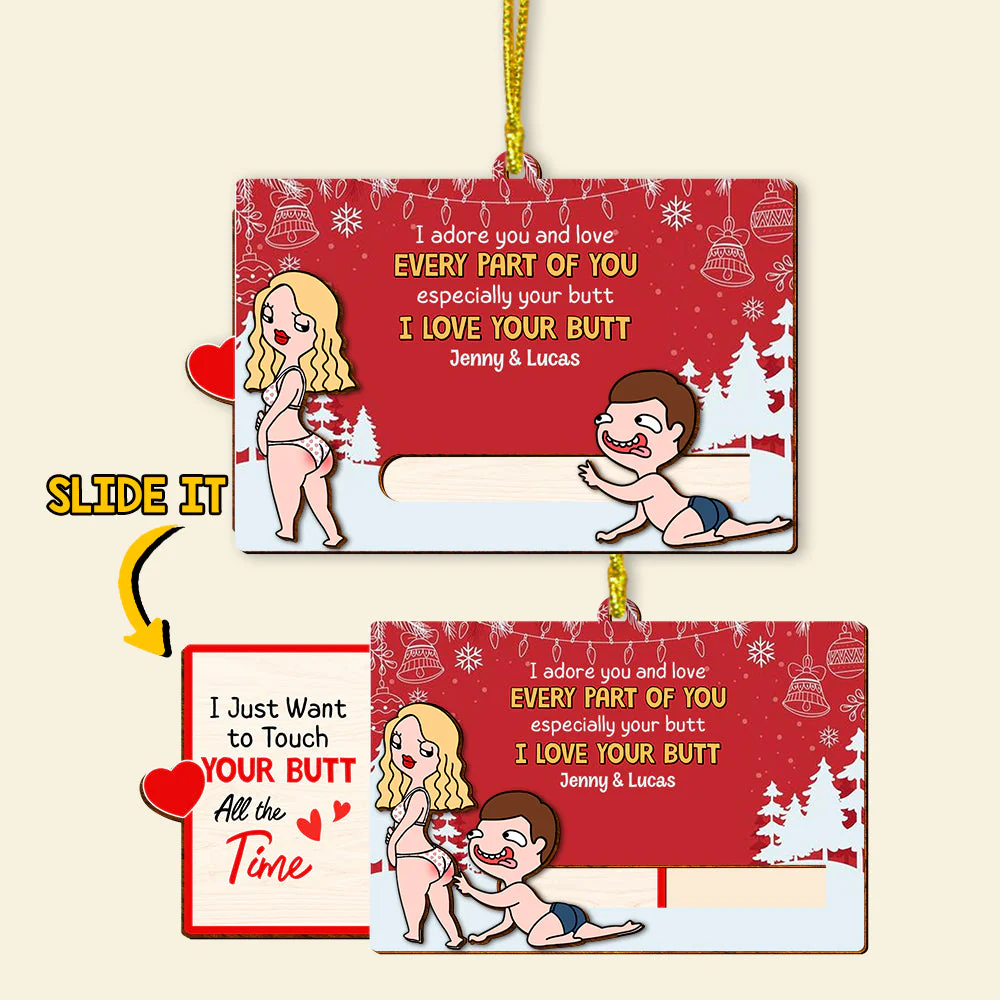 I Adore You And Love Every Part Of You - Couple Personalized Wooden Slider Ornament, Christmas Gift For Partner - Image 5