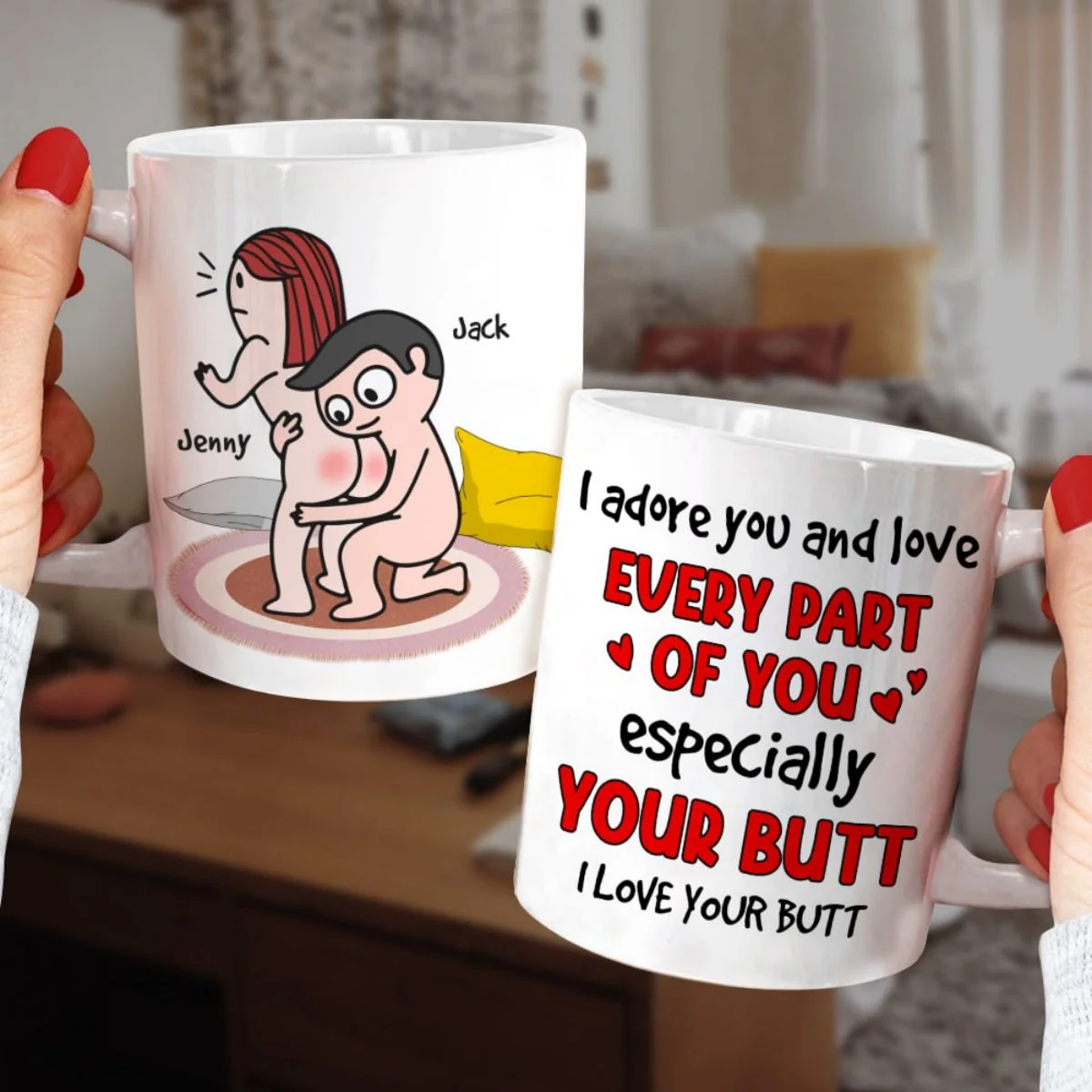 I Adore You - Personalized Christmas Funny Couple Mug, Valentine's Gift - Image 2