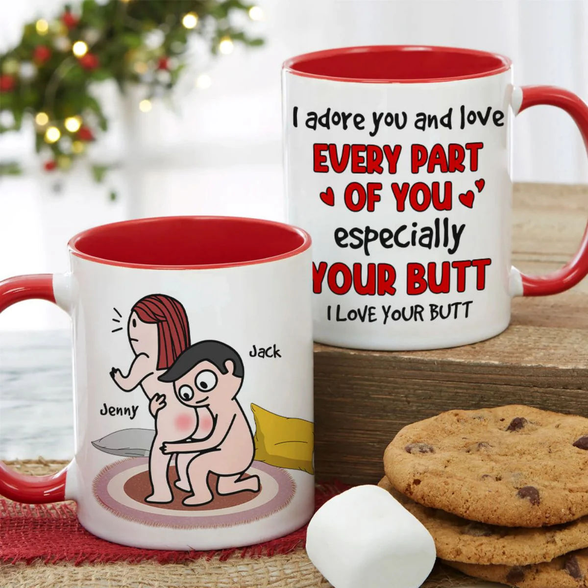 I Adore You - Personalized Christmas Funny Couple Mug, Valentine's Gift - Image 3