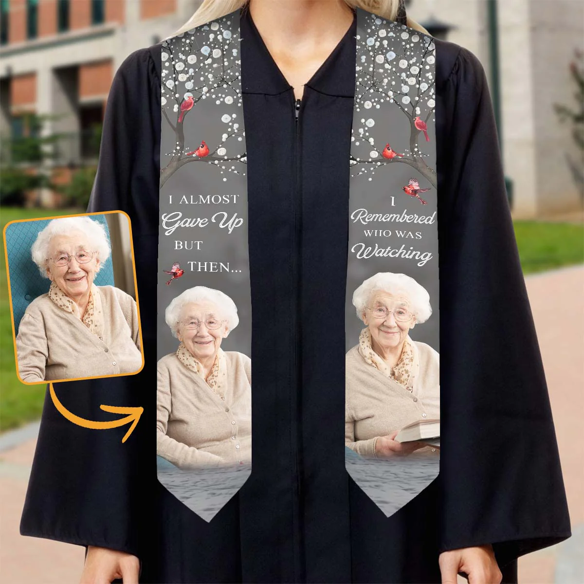 I Almost Gave Up But Then I Remembered Who Was Watching - Personalized Graduation Stole - Image 6