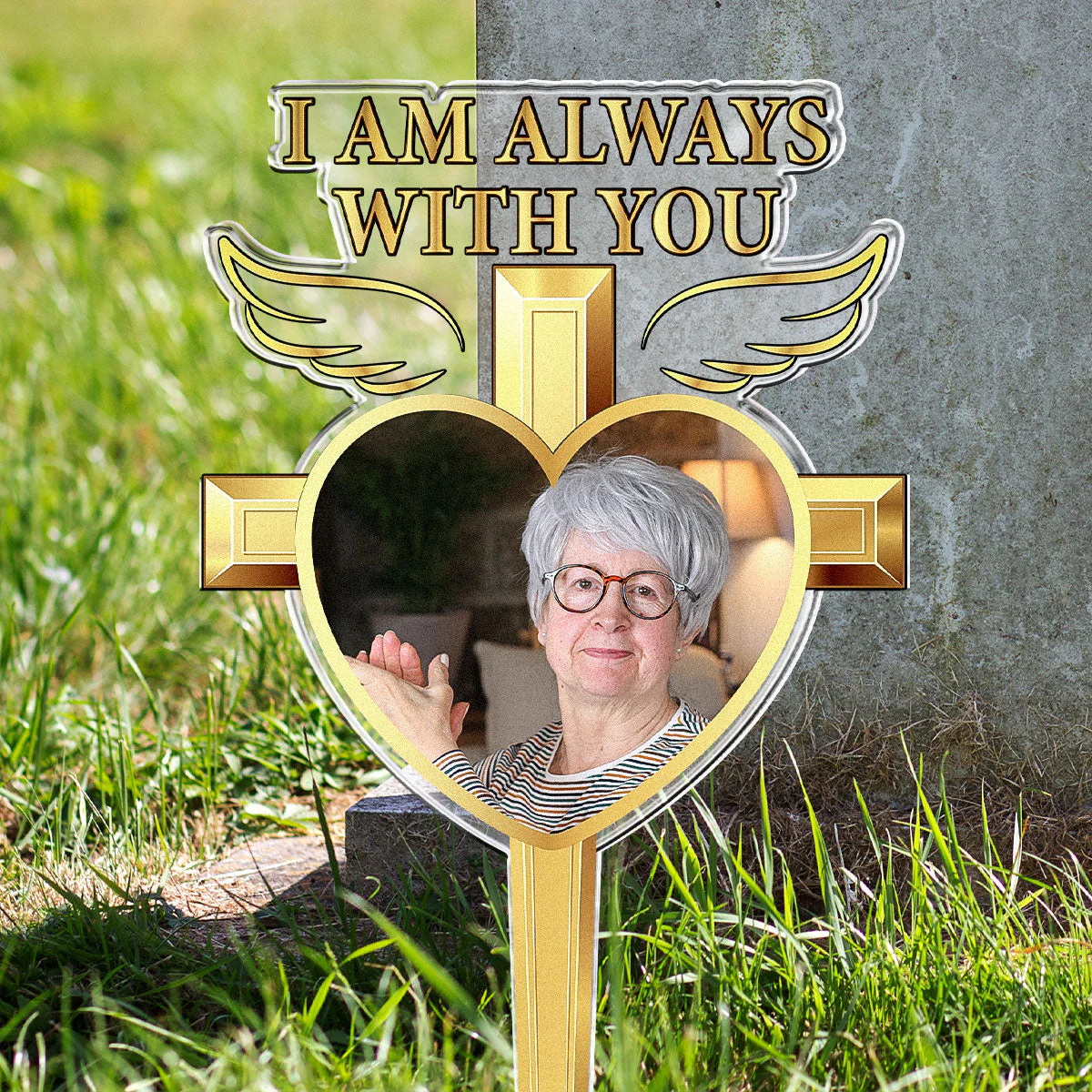 I Am Always With You - Personalized Memorial Acrylic Photo Garden Stake - Image 3