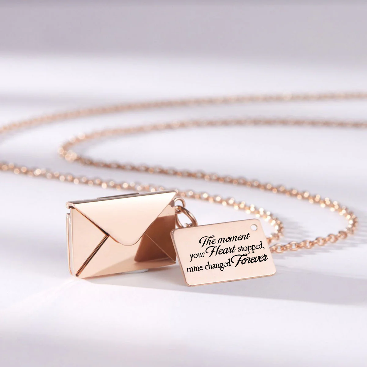 I am always with you - Personalized Memorial Photo Envelope Locket Necklace - Image 5