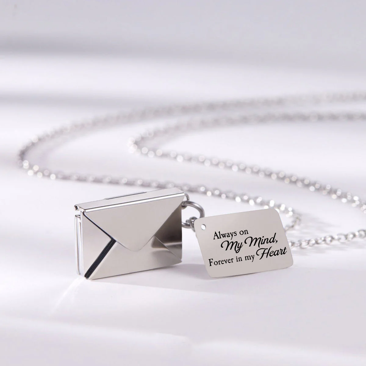 I am always with you - Personalized Memorial Photo Envelope Locket Necklace - Image 6
