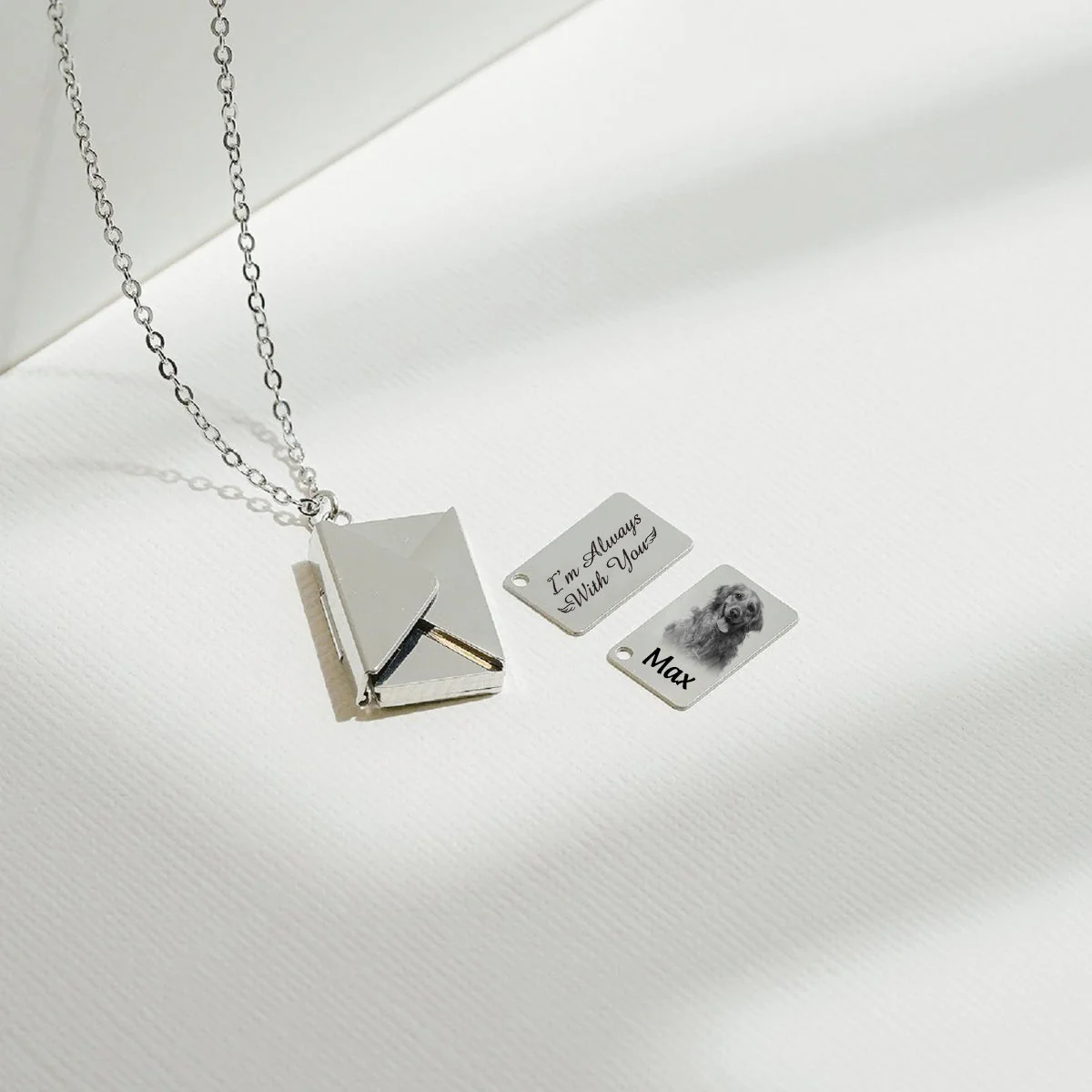 I am always with you - Personalized Memorial Photo Envelope Locket Necklace - Image 9
