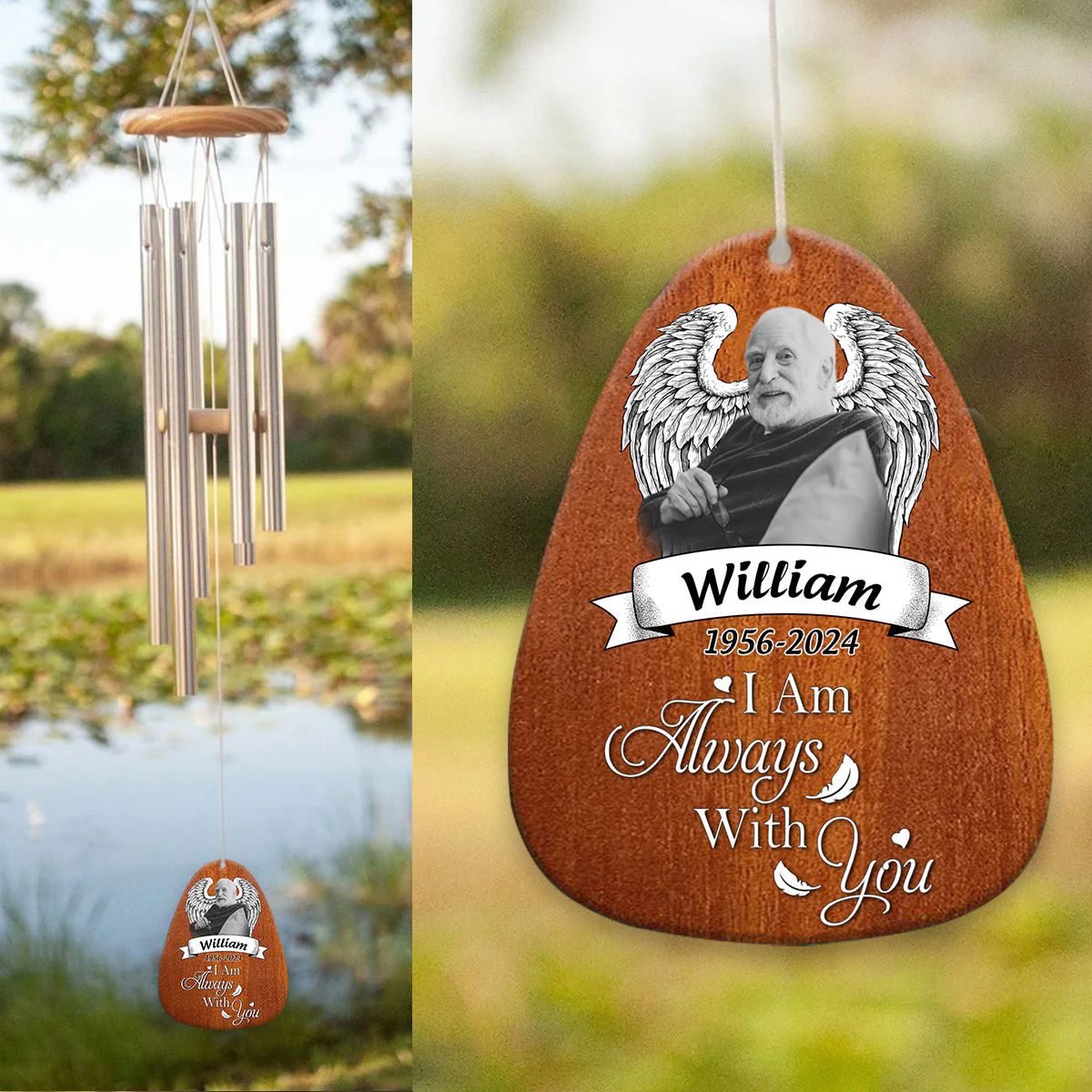 I am always with you - Personalized Memorial Photo Wind Chimes - Image 3
