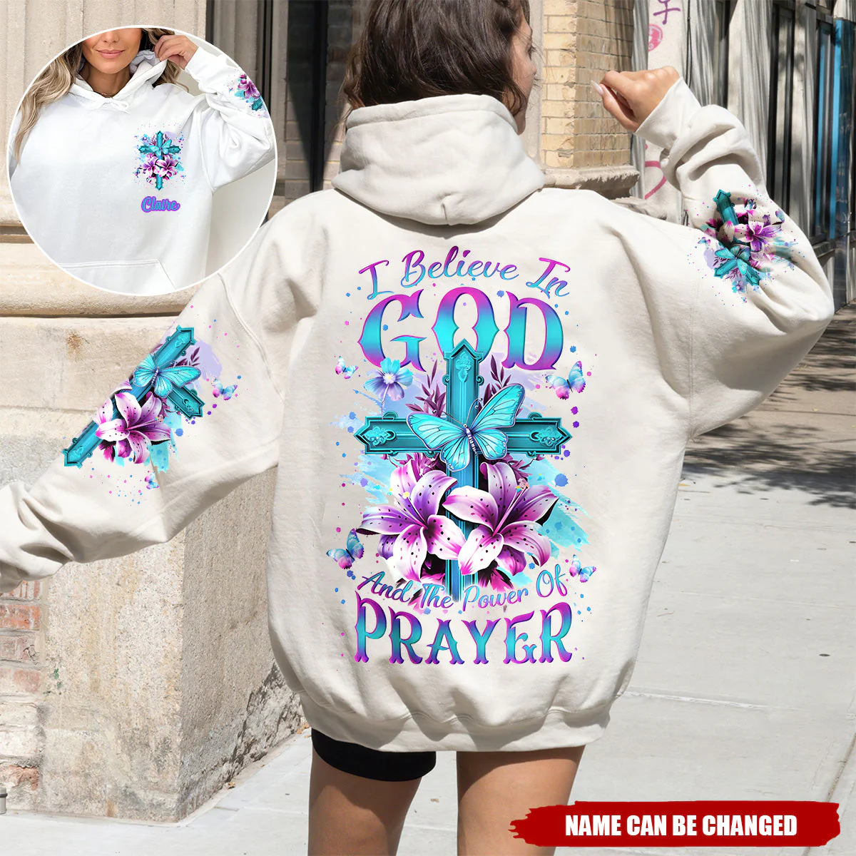 I Believe In God Women's All Over Print Hoodie - Image 3