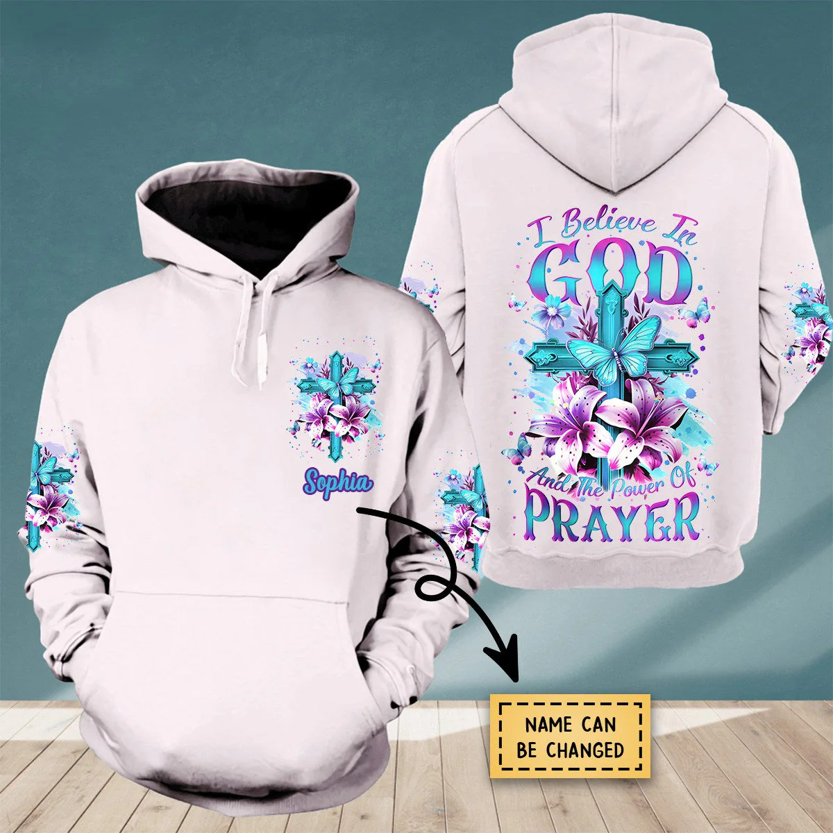 I Believe In God Women's All Over Print Hoodie - Image 4
