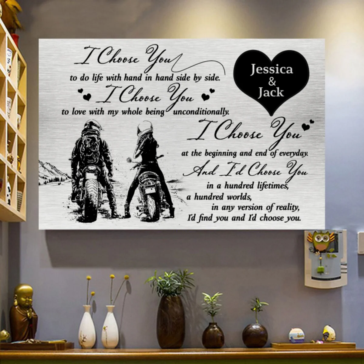 I Choose You-Gift for a Couple Biker Personalized Poster - Image 2