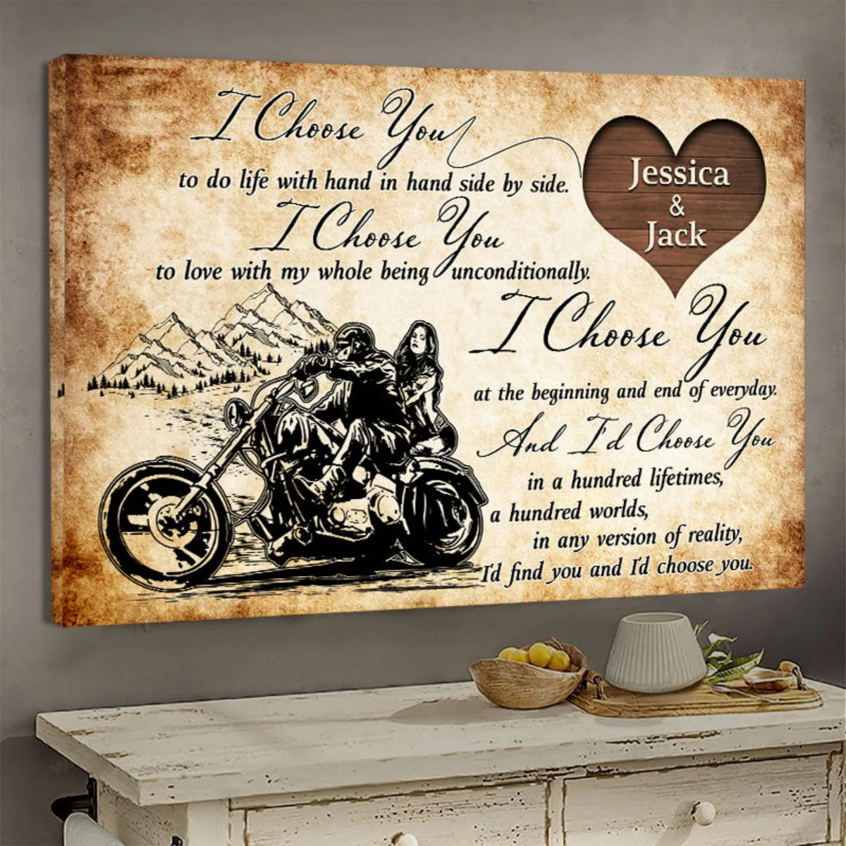 I Choose You-Gift for a Couple Biker Personalized Poster - Image 3