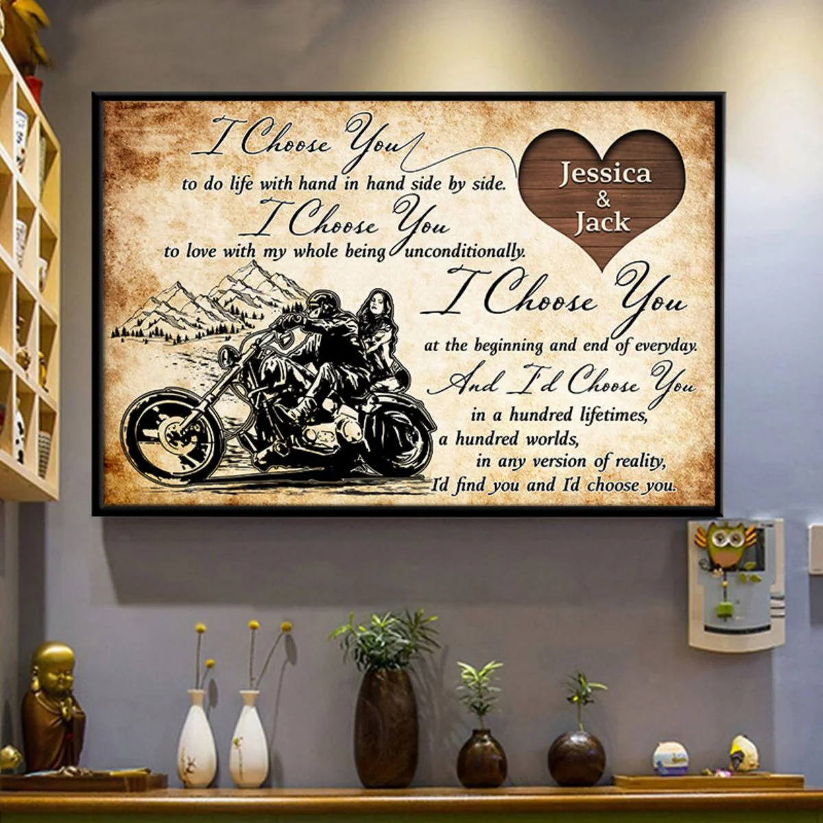 I Choose You-Gift for a Couple Biker Personalized Poster - Image 4