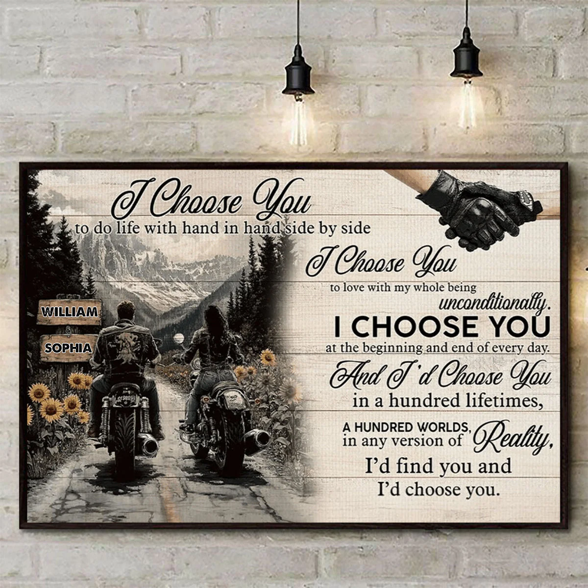 I Choose You-Personalized Vintage Couple Biker Poster - Image 2