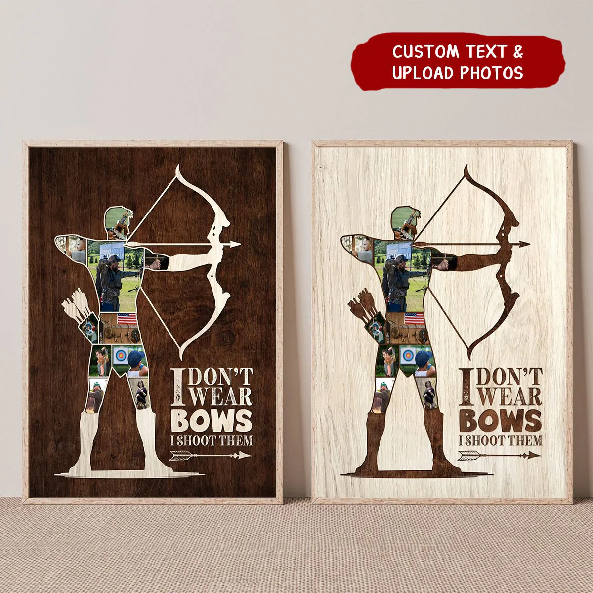 I Don't Wear Bows I Shoot Them - Personalized Archery Photo Collage Canvas Poster Gifts For Dad/ Husband - Image 2