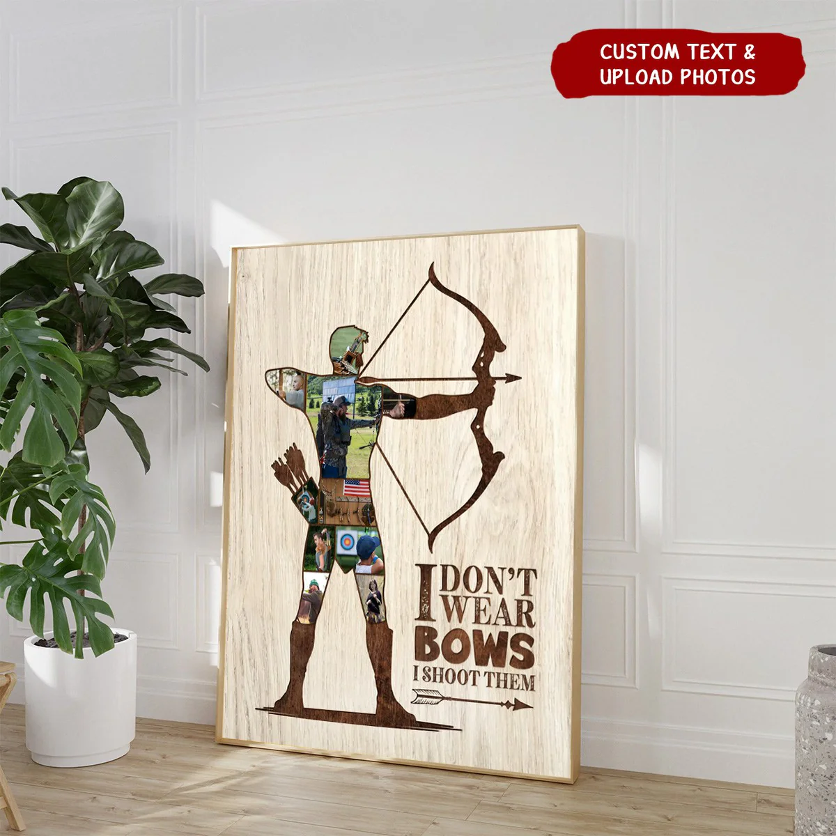 I Don't Wear Bows I Shoot Them - Personalized Archery Photo Collage Canvas Poster Gifts For Dad/ Husband - Image 4