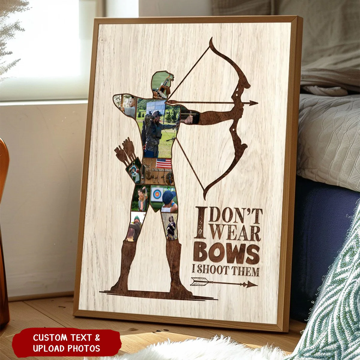 I Don't Wear Bows I Shoot Them - Personalized Archery Photo Collage Canvas Poster Gifts For Dad/ Husband - Image 5