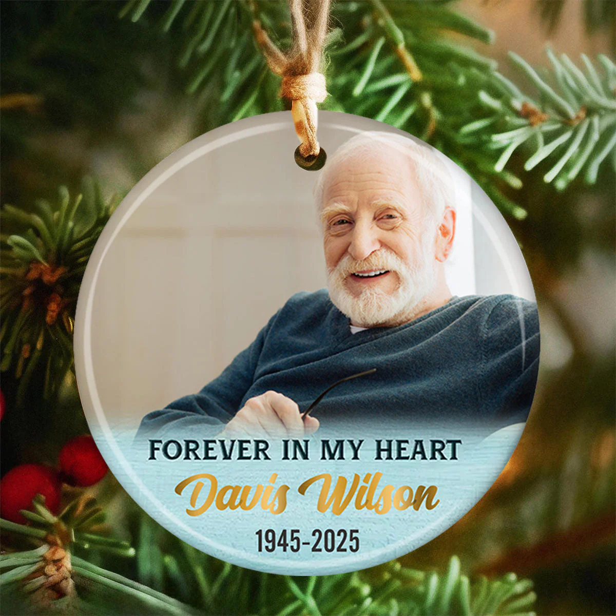 I HAVE AN ANGEL, Gifts For Loss Of Dad Personalized Ceramic Ornament - Image 3