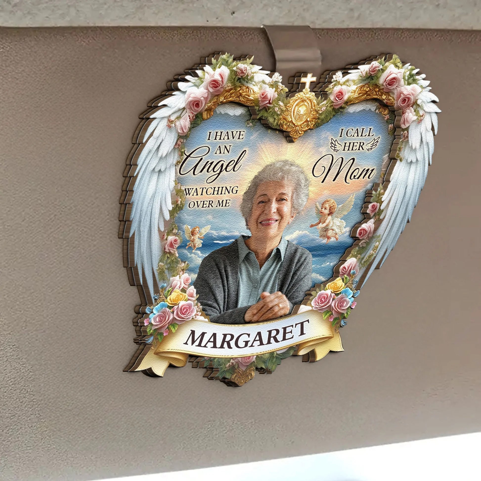 I Have An Angel Looking At My Personalized Wooden Photo Car Visor Clips - Image 5