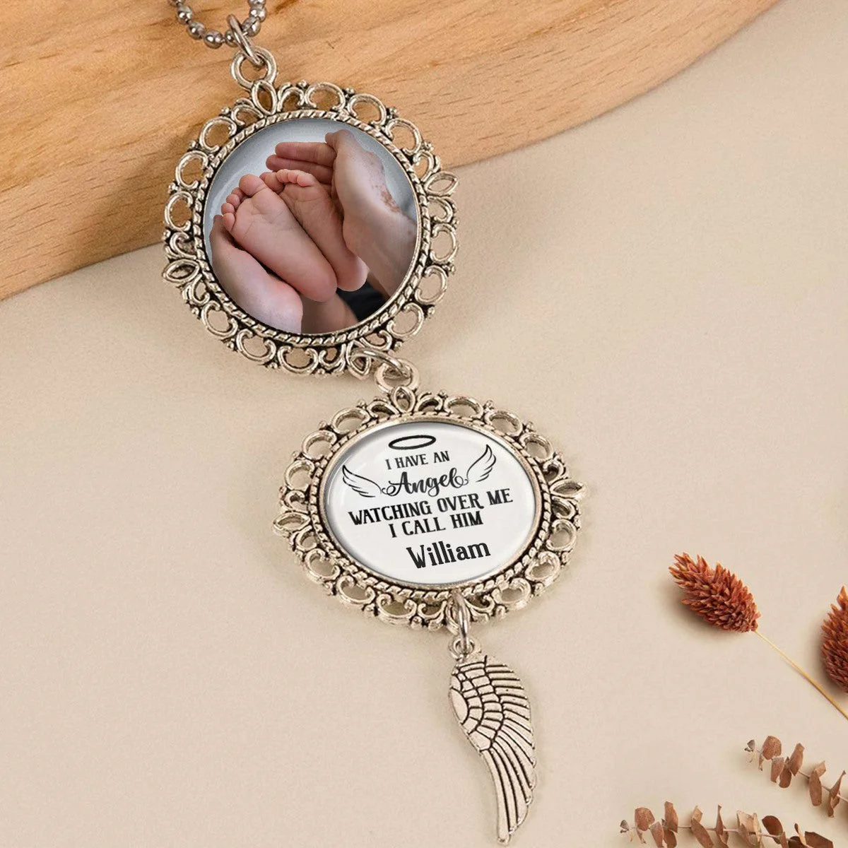 I Have An Angel Watching Over Me - Personalized Baby Photo Car Ornament - Image 3