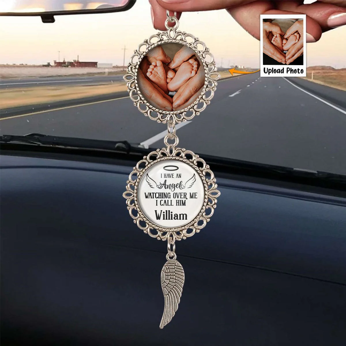 I Have An Angel Watching Over Me - Personalized Baby Photo Car Ornament - Image 6