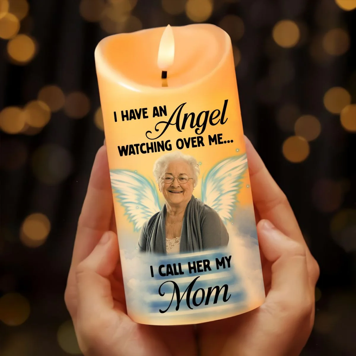 I Have An Angel Watching Over Me - Personalized Memorial Led Candle - Image 2