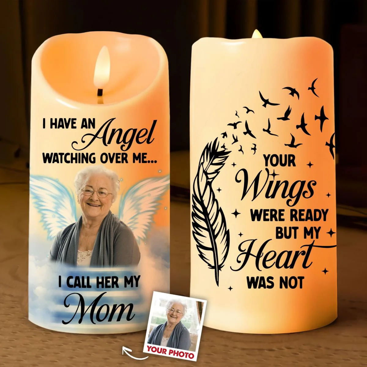 I Have An Angel Watching Over Me - Personalized Memorial Led Candle - Image 3