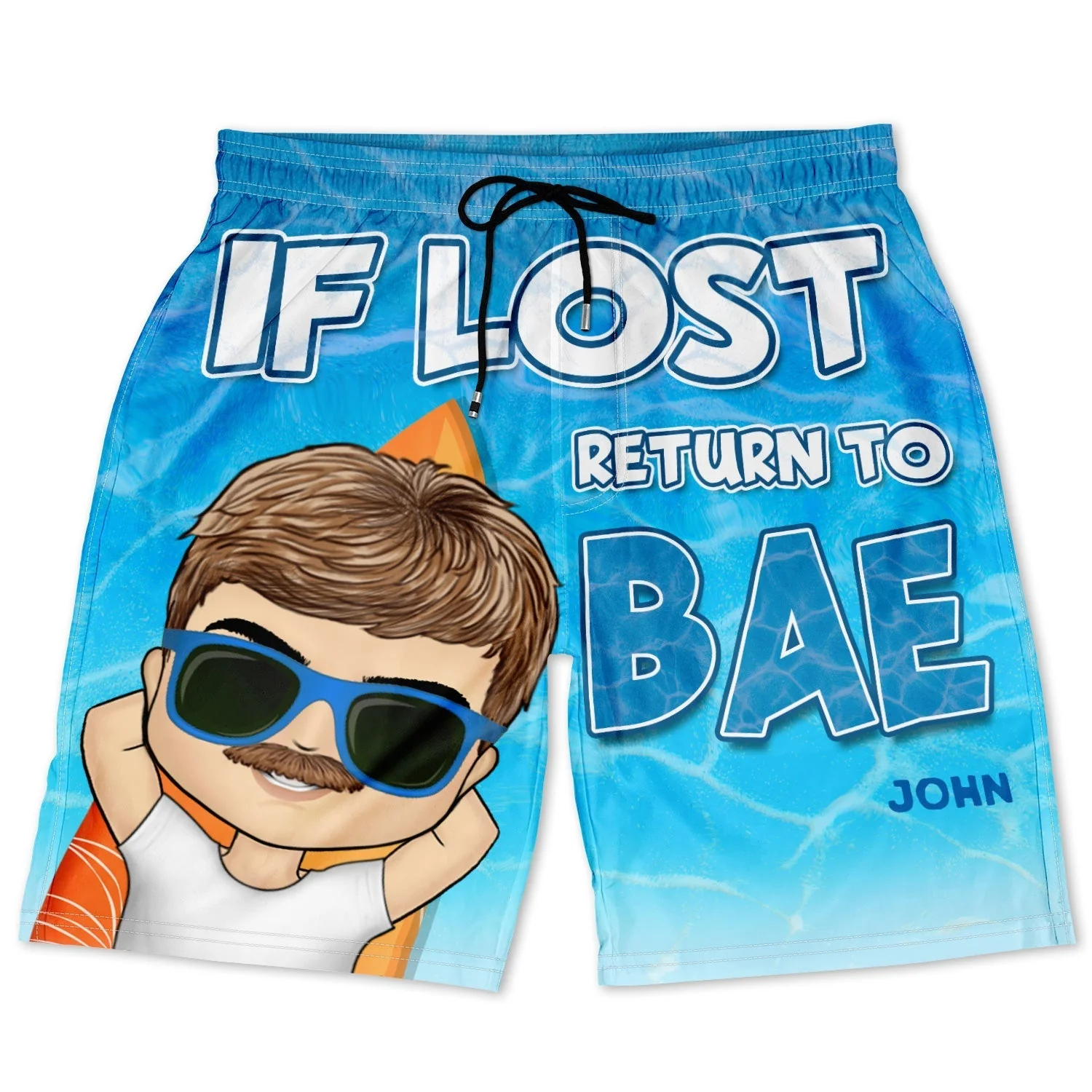 If Lost Return To Bae Summer Beach Vibe - Gift For Spouse, Lover, Husband, Wife, Boyfriend, Girlfriend - Personalized Custom Couple Beach Shorts - Image 6